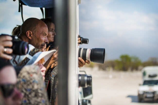 Wildlife photographer on safari in Tanzania