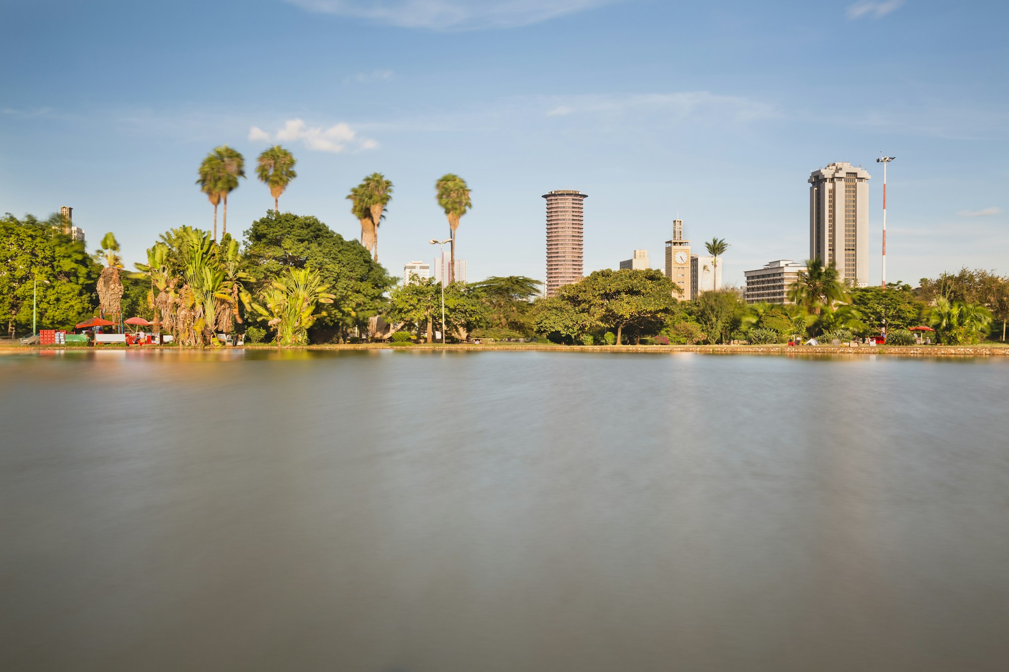 Uhuru Park Lake And Nairobi Skyline, Kenya