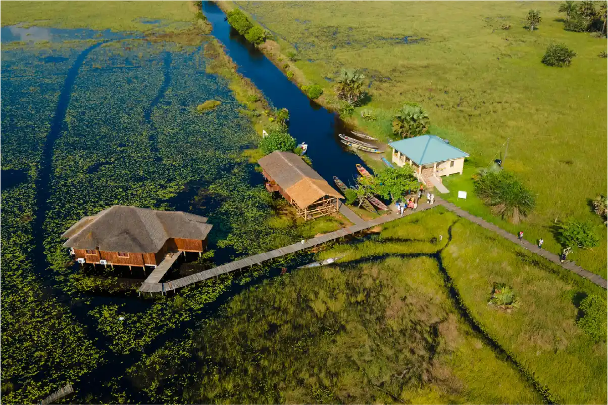 Aerial eco-camp Serengeti sustainable safari Tanzania