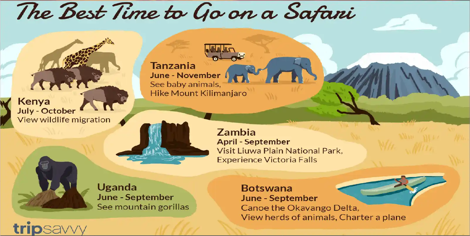 Best Time to Visit East Africa seasonal map