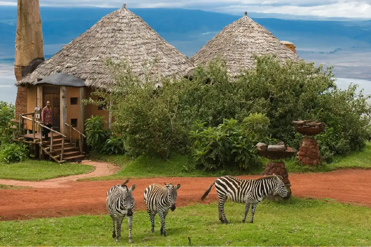 Luxury Ngorongoro Crater lodge overlooking the crater