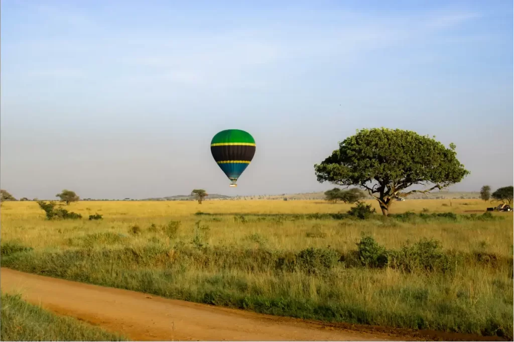Private honeymoon hot air balloon safari over Serengeti