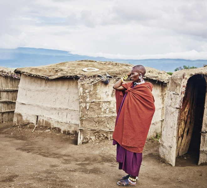 Masai man in the village in Africa, Tanzania, Africa- 01 February 2020